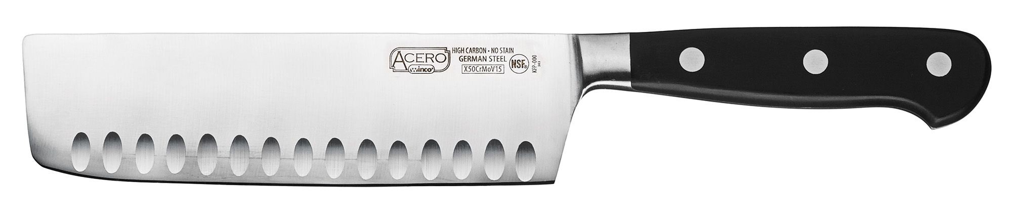 Winco KFP-73 Acero 7" Hollow Ground Nakiri Knife