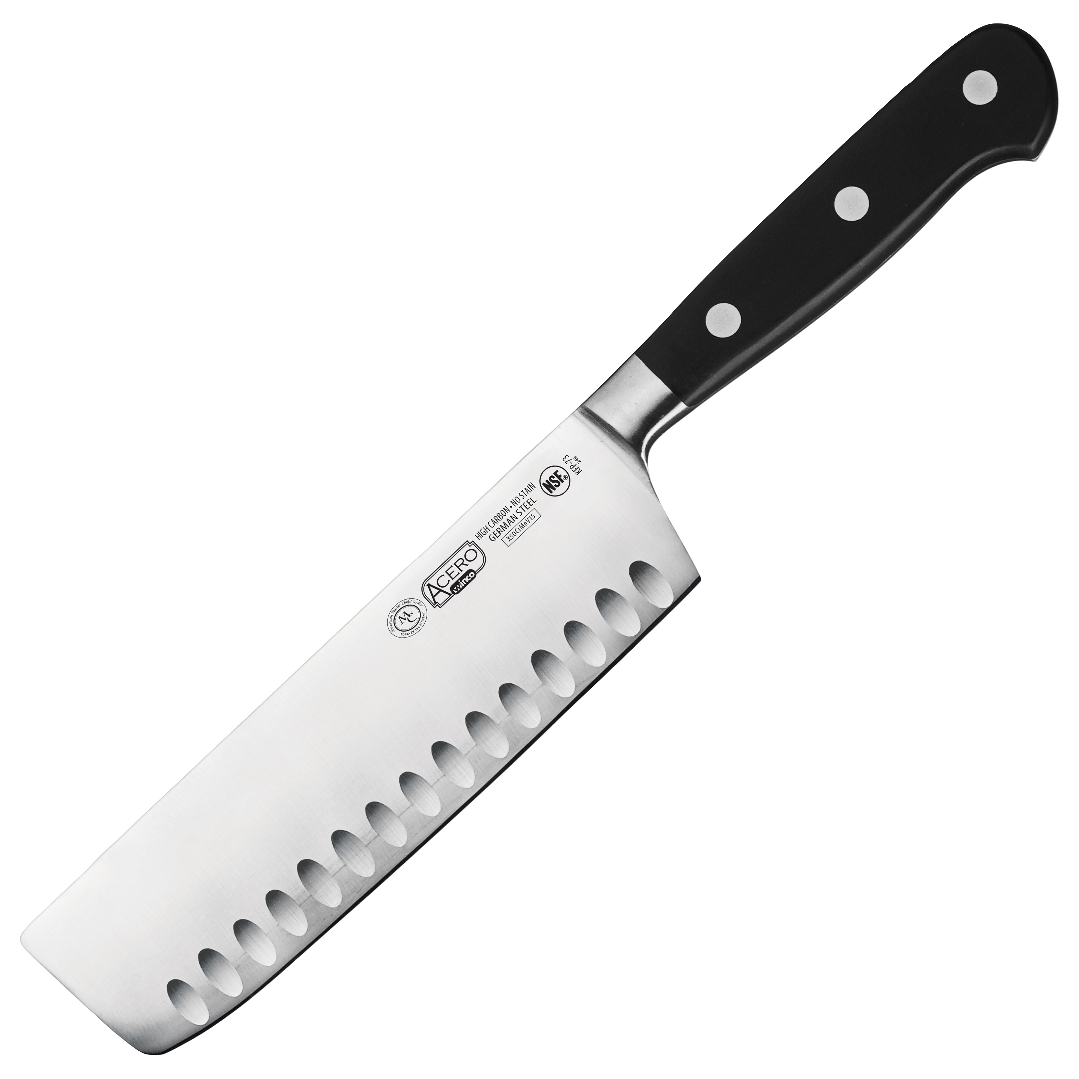 Winco KFP-73 Acero 7" Hollow Ground Nakiri Knife