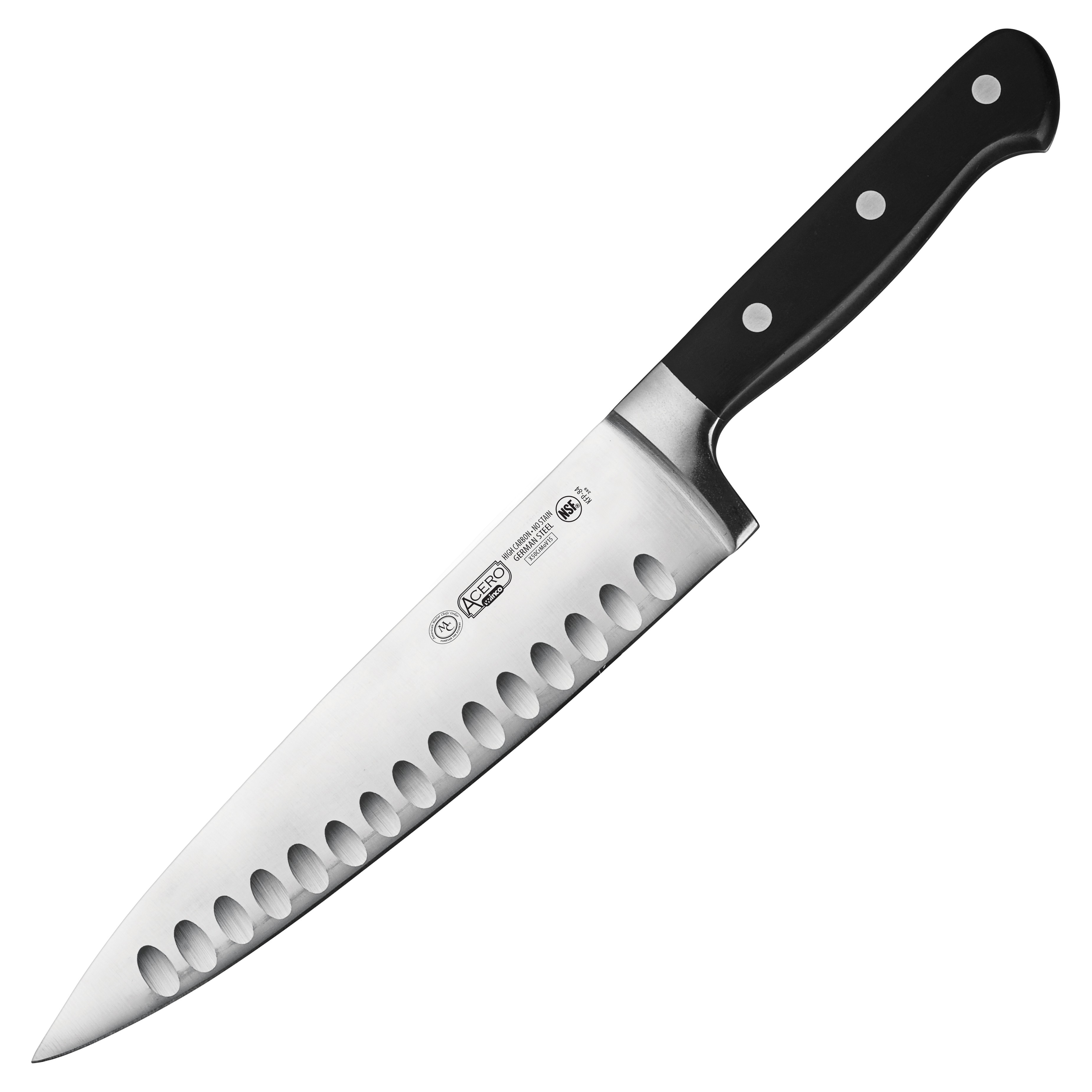 Winco KFP-84 Acero 8" Hollow Ground Chef's Knife