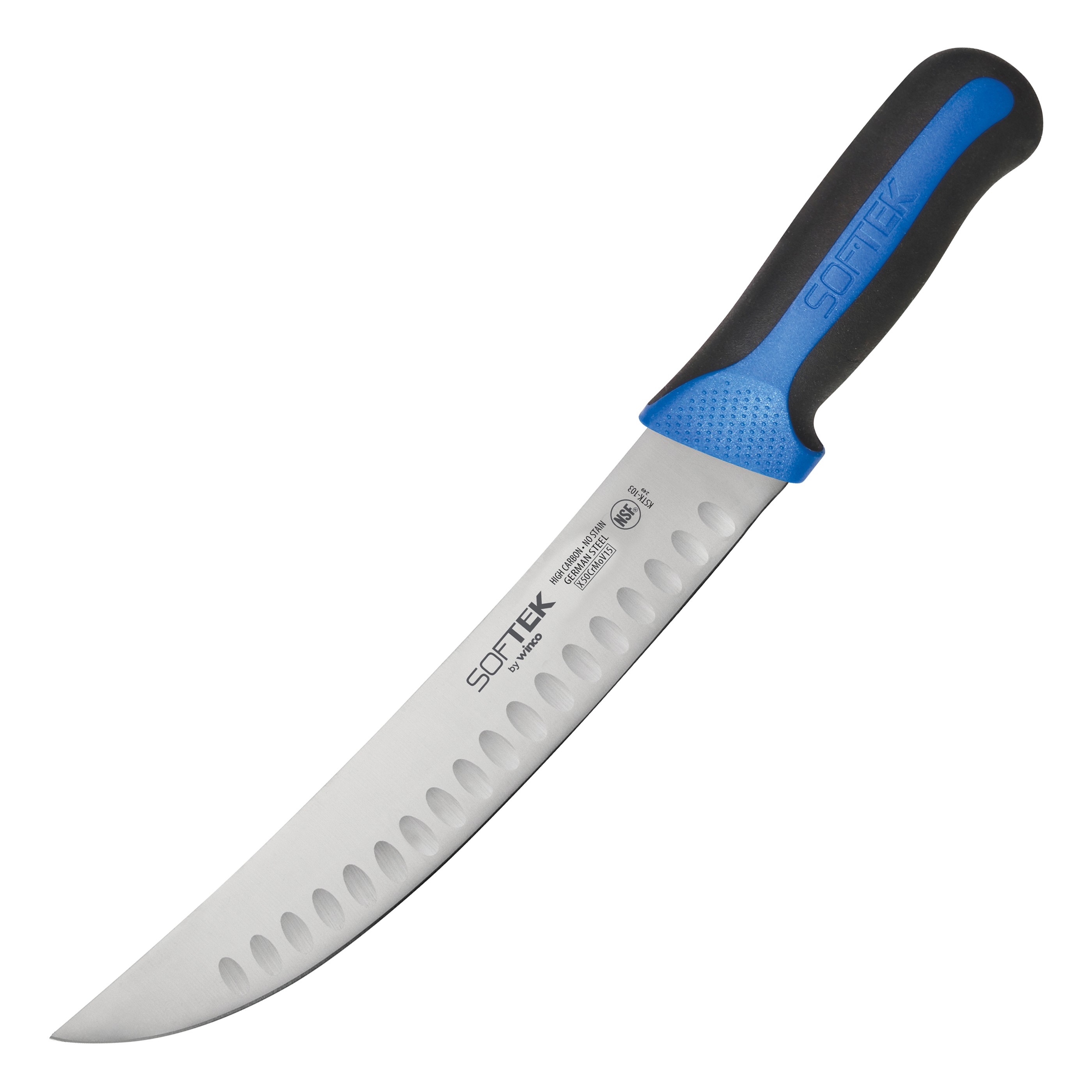 Winco KSTK-103 SofTek 10" Hollow Ground Cimeter Knife with Soft Grip Handle