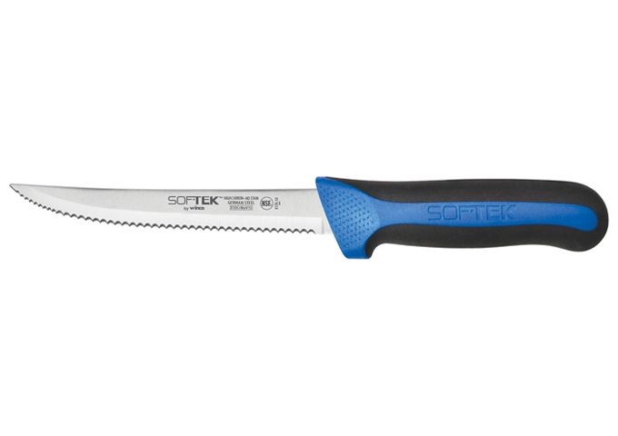 Winco KSTK-50 SofTek 5-1/2" Serrated Utility Knife with Soft Grip Handle