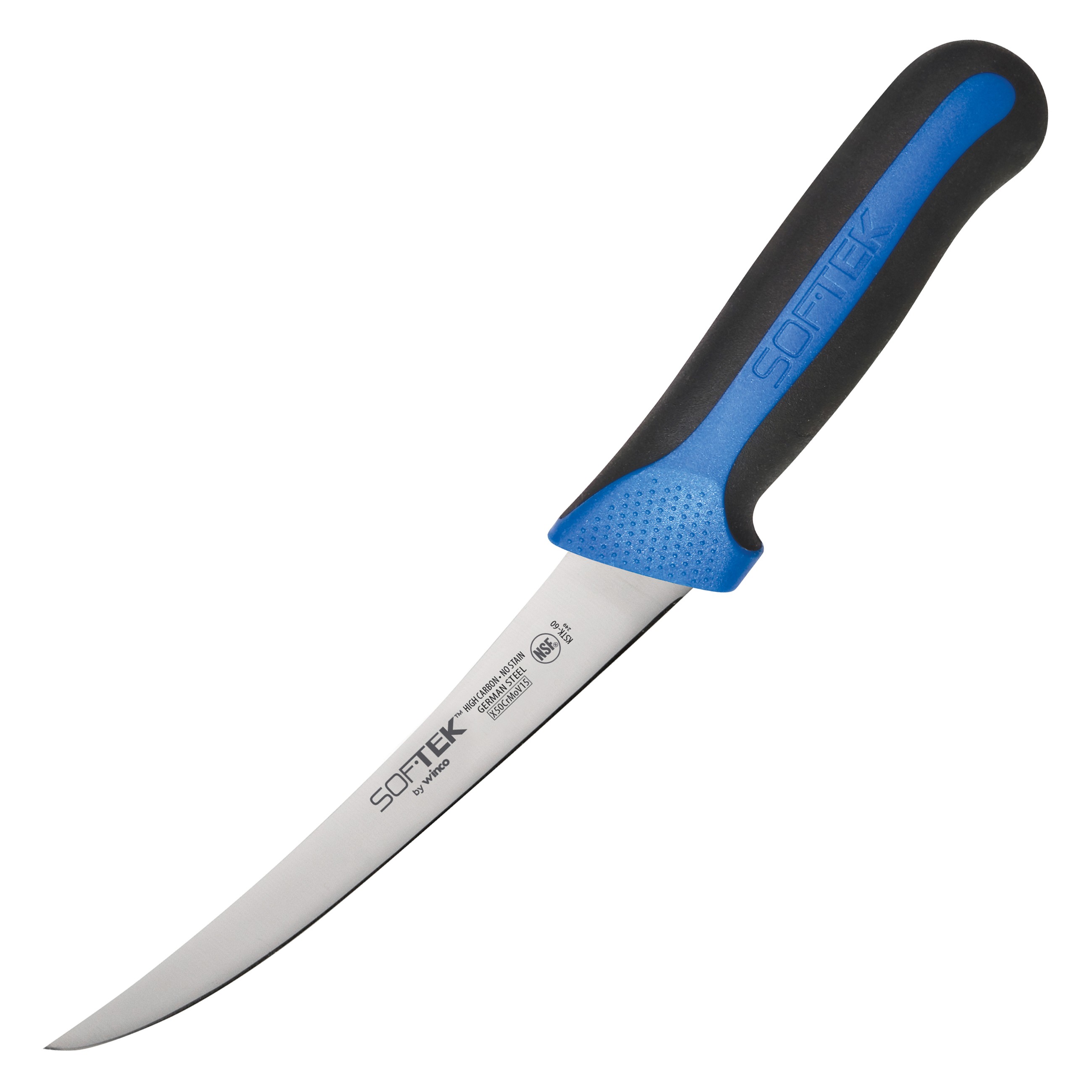 Winco KSTK-60 SofTek 6" Curved Boning Knife with Soft Grip Handle