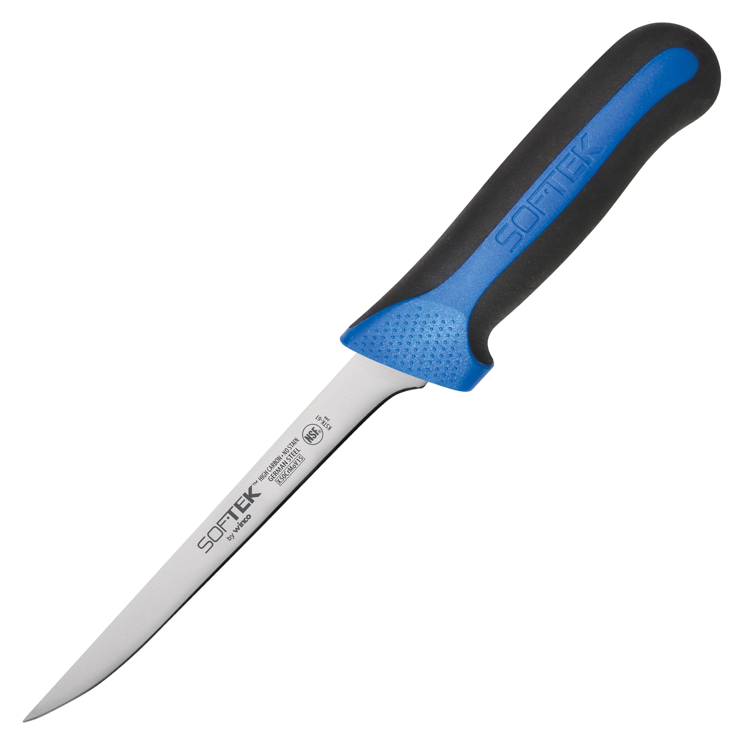Winco KSTK-61 SofTek 6" Narrow Boning Knife with Soft Grip Handle
