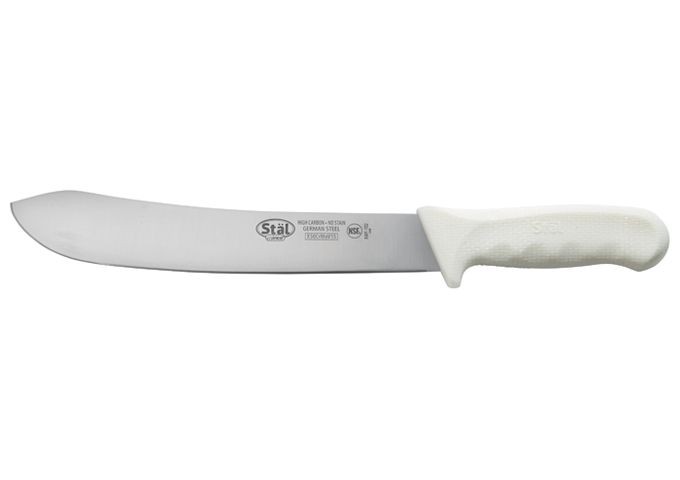 Winco KWP-102 Stal Stamped 10" Butcher Knife, White Handle