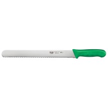 Winco KWP-121G 12&quot; Wavy Edge Slicer Knife with Green Handle