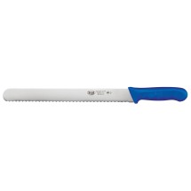 Winco KWP-121U 12&quot; Wavy Edge Slicer Knife with Blue Handle