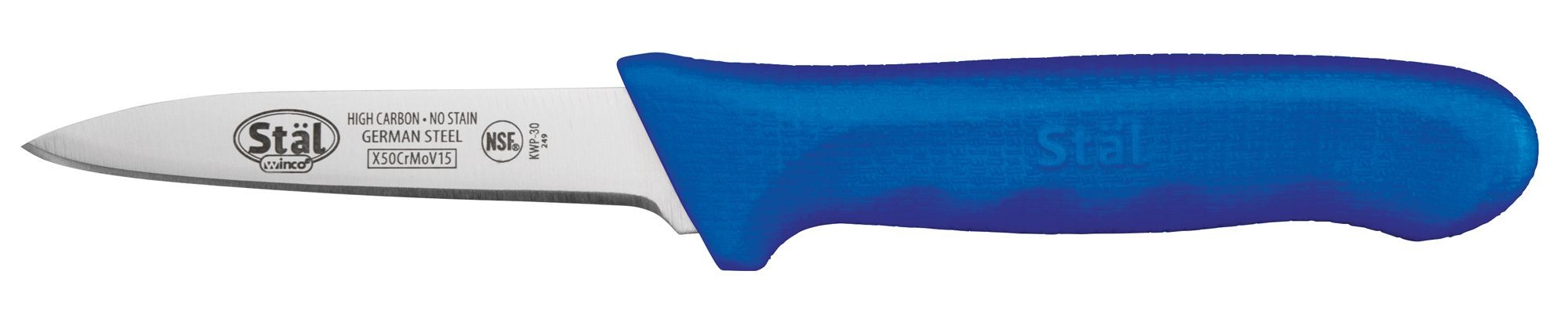 Winco KWP-30U 3-1/4" Paring Knife with Blue Handle- 2 pieces