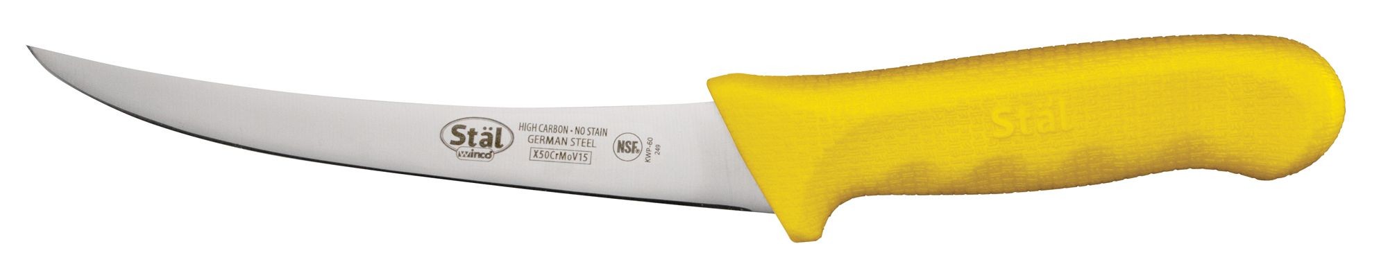 Winco KWP-60Y Curved 6" Boning Knife with Yellow Handle