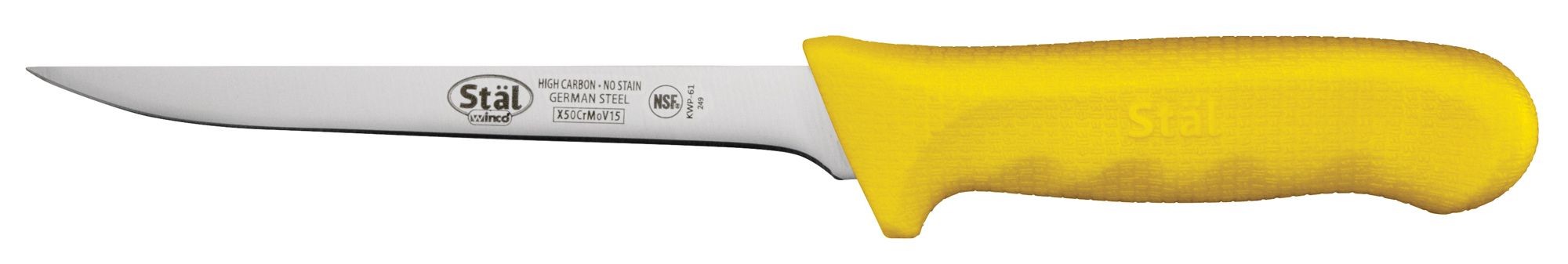 Winco KWP-61Y Narrow 6" Boning Knife with Yellow Handle