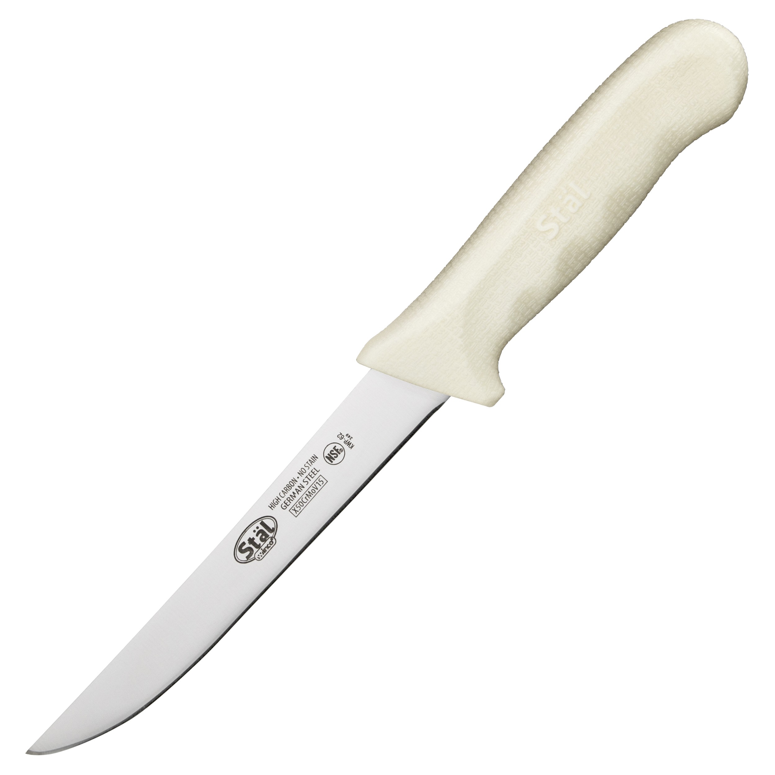 Winco KWP-62 High Carbon Steel Wide Stiff Boning Knife 6"