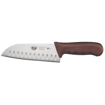 Winco KWP-70N 7&quot; Santoku Knife with Brown Handle