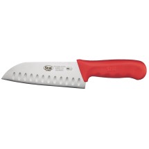 Winco KWP-70R 7&quot; Santoku Knife with Red Handle