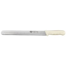 Winco KWP-70Y Stal Stamped 12&quot; Hollow Ground Edge Slicer Knife, White Handle