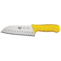 Winco KWP-70Y Stal Stamped 7&quot; Santoku Knife, Yellow Handle