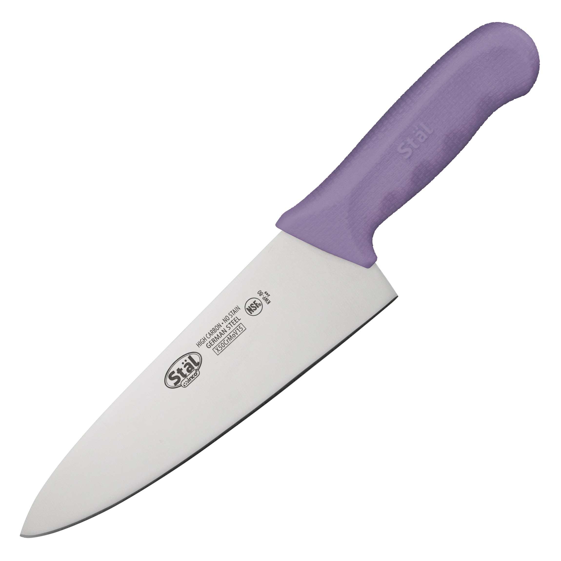 Winco KWP-80P Allergen Free 8" Cook's Knife, Purple Handle