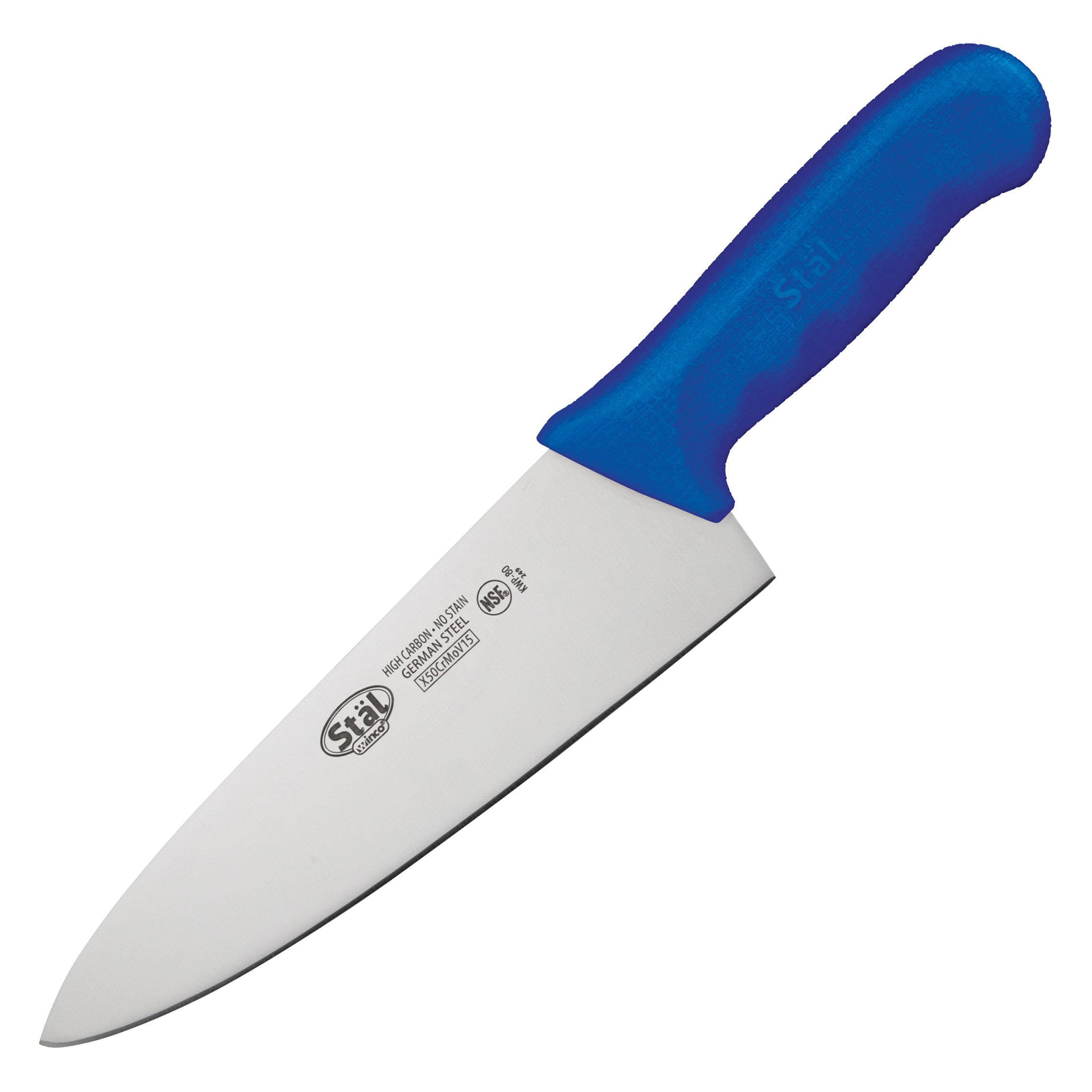 Winco KWP-80U 8" Cook's Knife with Blue Handle