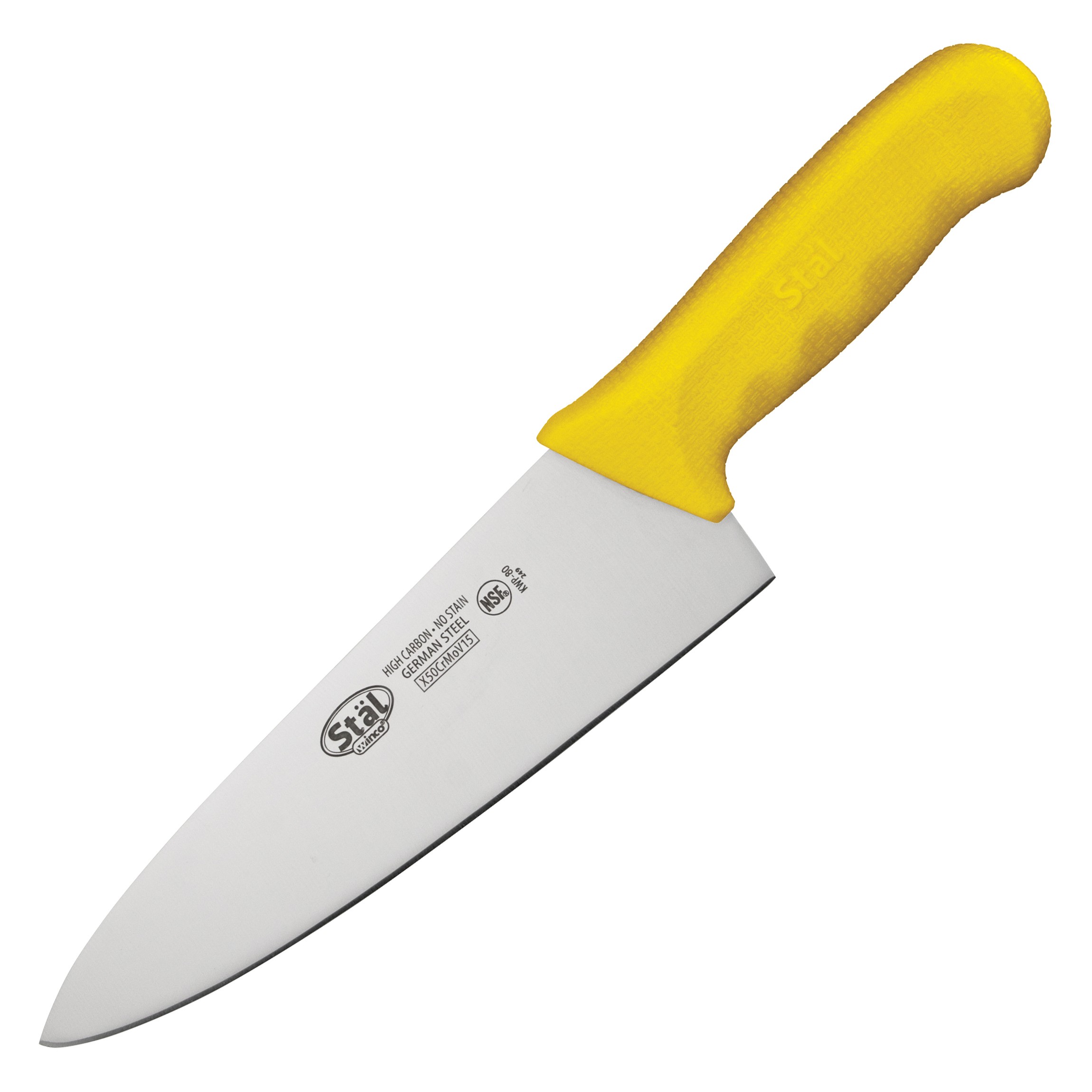 Winco KWP-80Y 8" Cook's Knife with Yellow Handle