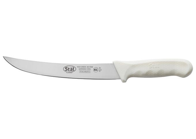 Winco KWP-82 Stal Stamped 8" Breaking Knife, White Handle