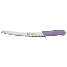 Winco KWP-91P Allergen Free 9-1/2&quot; Curved Bread Knife, Purple Handle