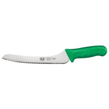 Winco KWP-92G 9&quot; Offset Bread Knife with Green Handle