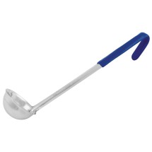 Winco LDCN-2 Stainless Steel 2 oz. One-Piece Serving Ladle with Blue Handle
