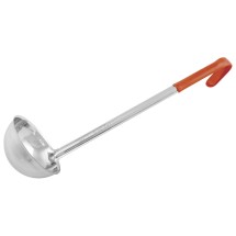 Winco LDCN-8 Stainless Steel 8 oz. One-Piece Ladle with Orange Handle
