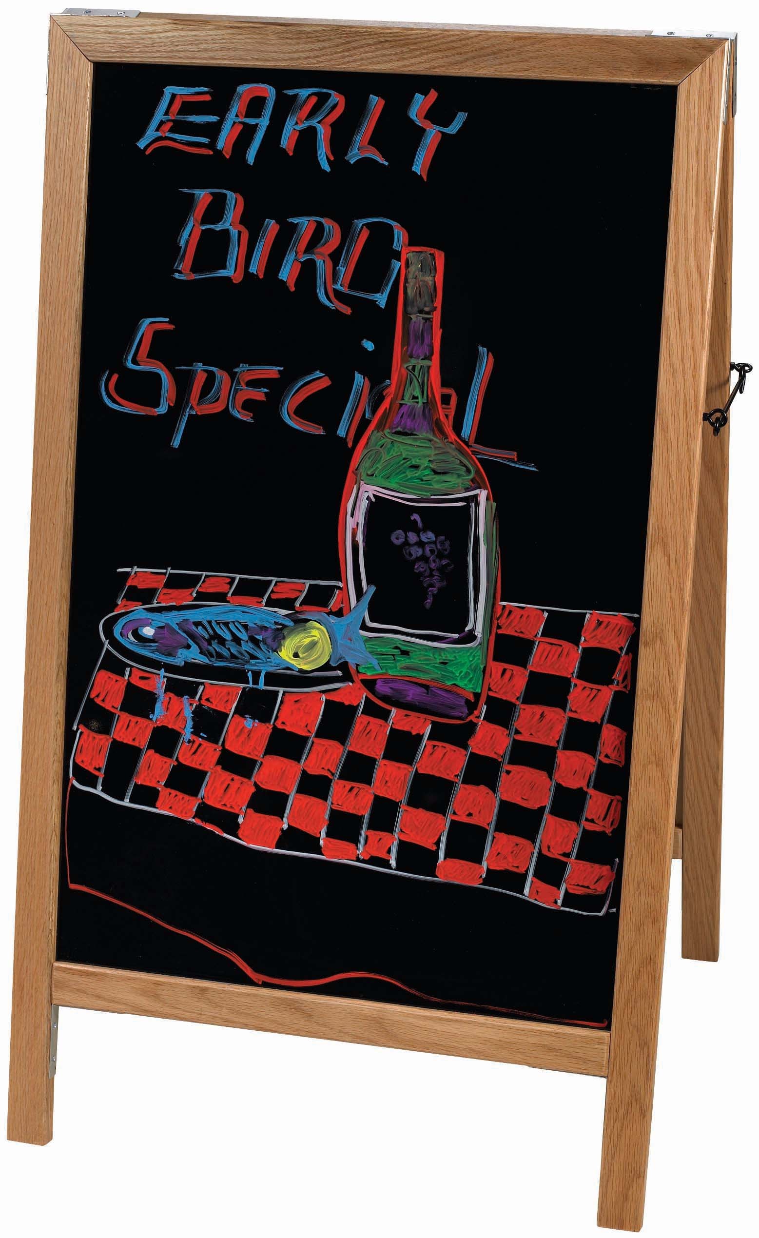 Winco MBAF-5 Sidewalk A-Frame Marker Board Set, German White Oak Finish 25-1/4" x 44"