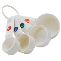 Winco MCPP-4 4-Piece White Plastic Measuring Cup Set