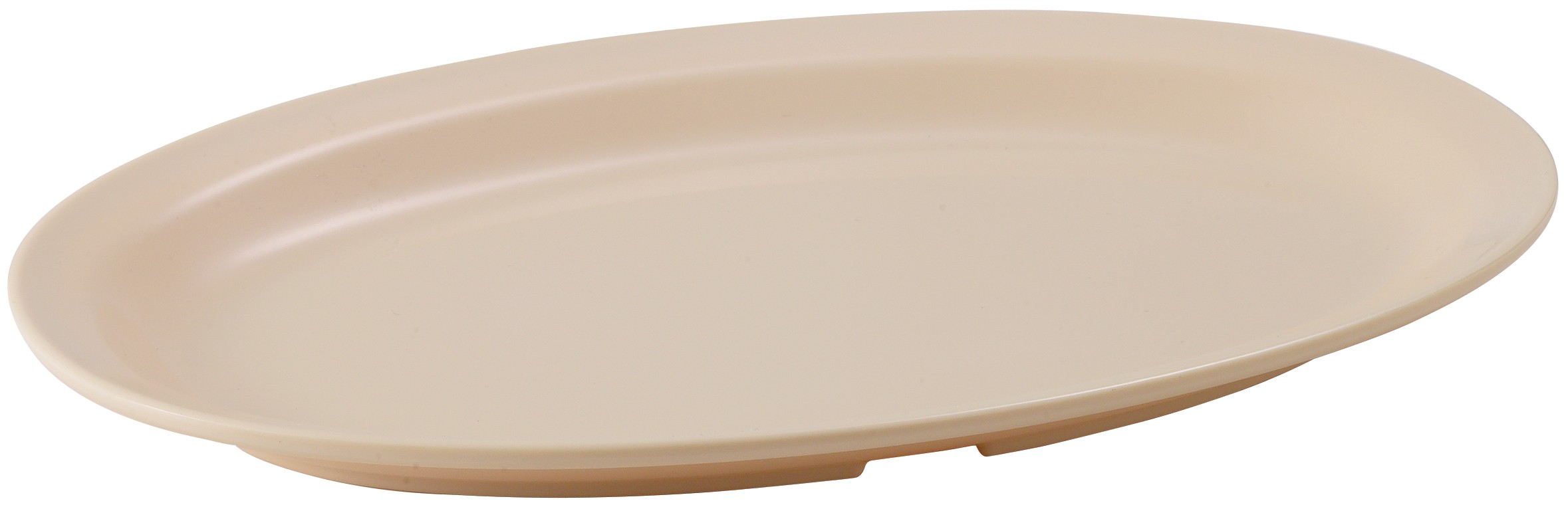 Winco MMPO-118 Tan Melamine 11 1/2" x 8" Oval Platter with Narrow Rim