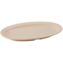Winco MMPO-138 Tan Melamine 13&quot; x 8&quot; Oval Platter with Narrow Rim