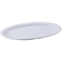 Winco MMPO-138W White Melamine 13" x 8" Oval Platter with Narrow Rim