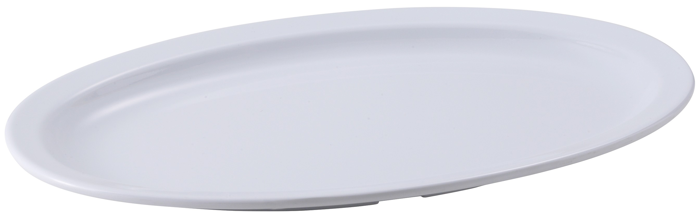 Winco MMPO-138W White Melamine 13" x 8" Oval Platter with Narrow Rim