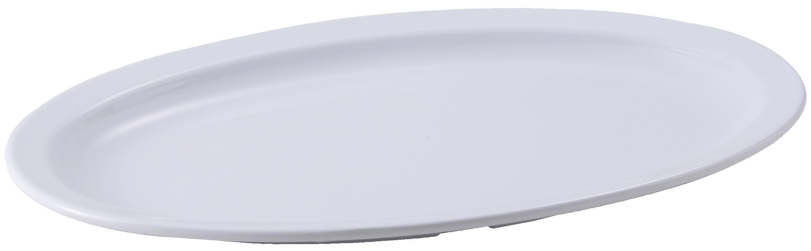 Winco MMPO-139W White Narrow Rim Melamine Oval Platter, 13-1/4" x 9-5/8"