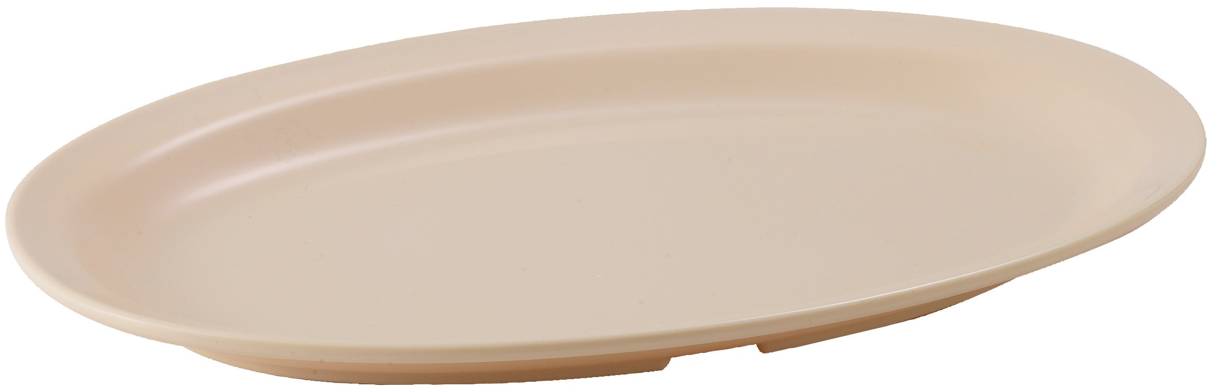 Winco MMPO-1510 Tan Narrow Rim Melamine Oval Platter, 15-1/2" x 10-7/8"