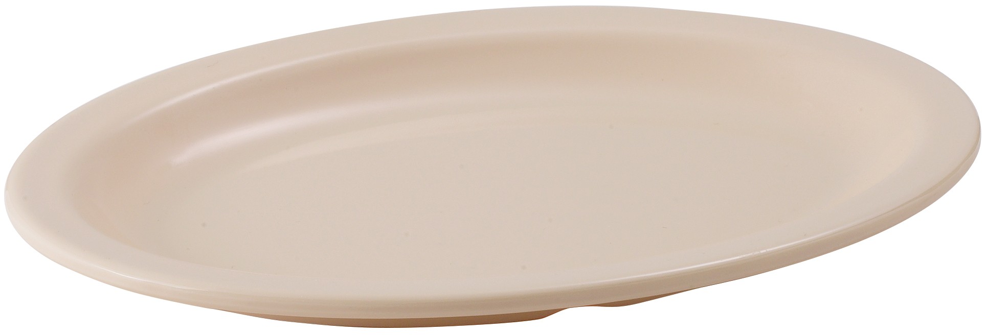 Winco MMPO-96 Tan Melamine 9 3/4" x 6 3/4" Oval Platter with Narrow Rim