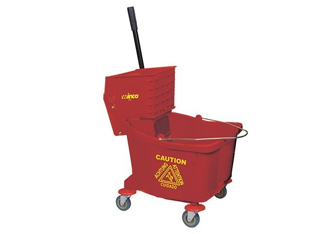 Winco MPB-36R Red Mop Bucket with Wringer, 36 Qt.