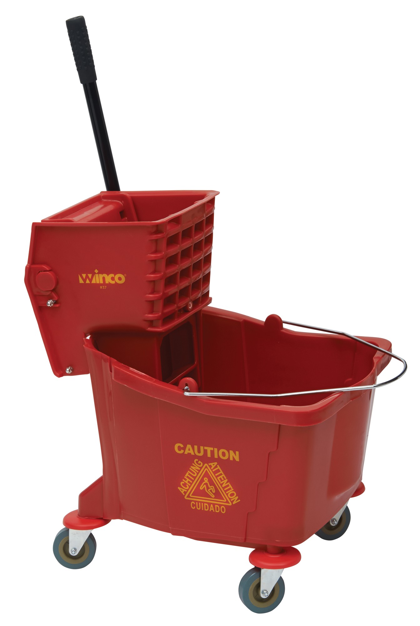 Winco MPB-36R Red Mop Bucket with Wringer, 36 Qt.