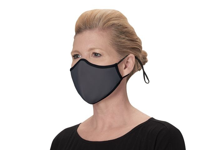 Winco MSK-4GLXL Adjustable/Reusable 2-Ply Cotton/Poly Face Mask, Gray, L/XL, 2/Pack