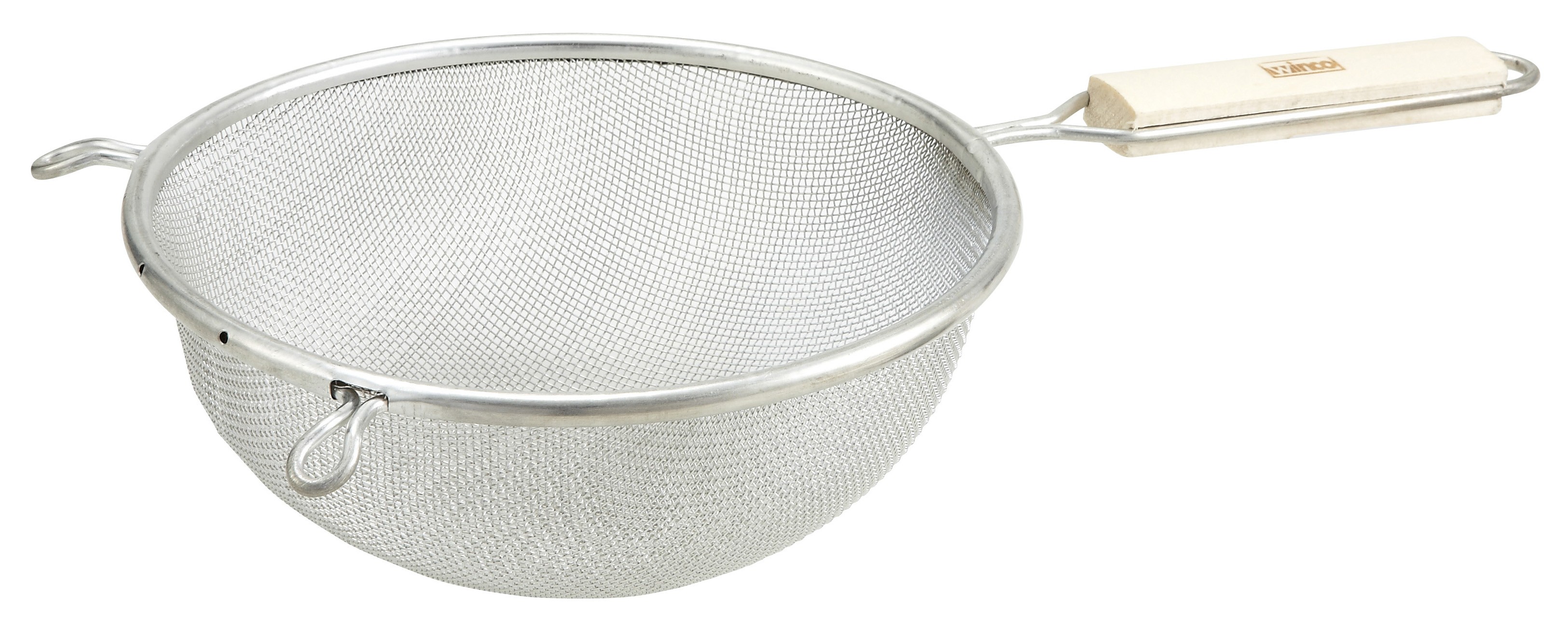 Winco MST-6S Single Mesh Medium Strainer with Wood Handle 6-1/4"