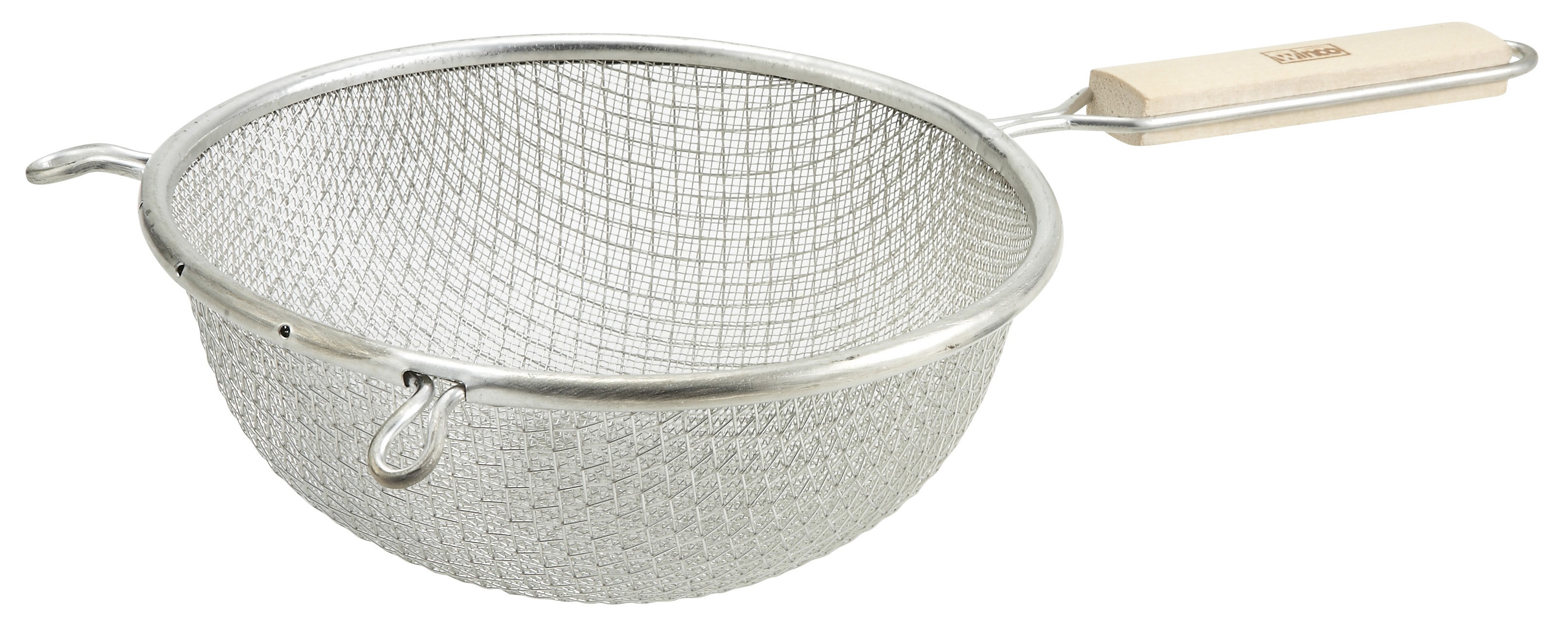 Winco MST-8D Double Mesh Medium Strainer with Wood Handle 8"