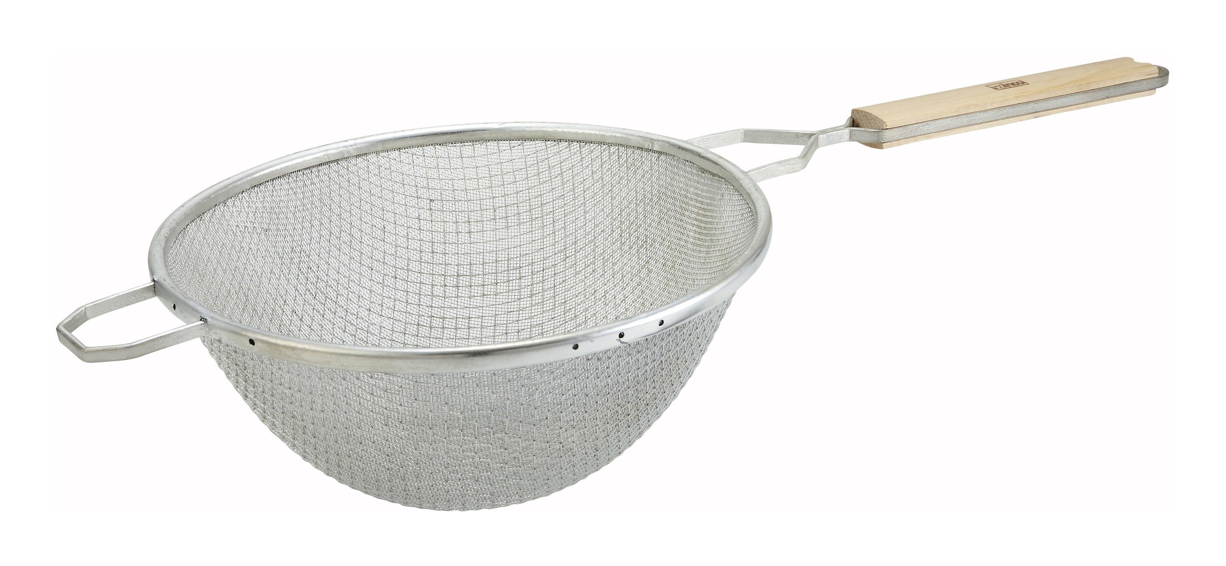 Winco MSTF-10D Double Mesh Fine Strainer with Wood Handle 10-1/4"