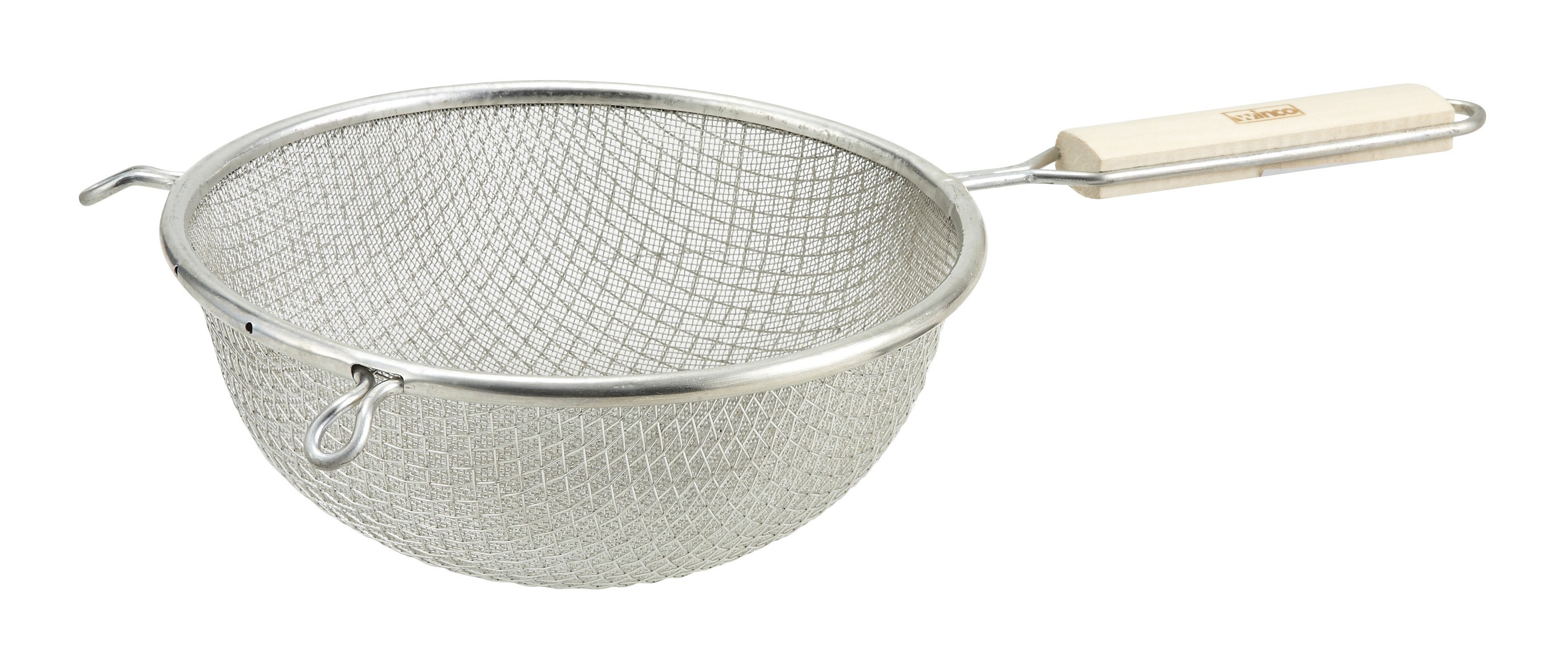 Winco MSTF-6D Double Mesh Fine Strainer with Wood Handle 6-1/4"