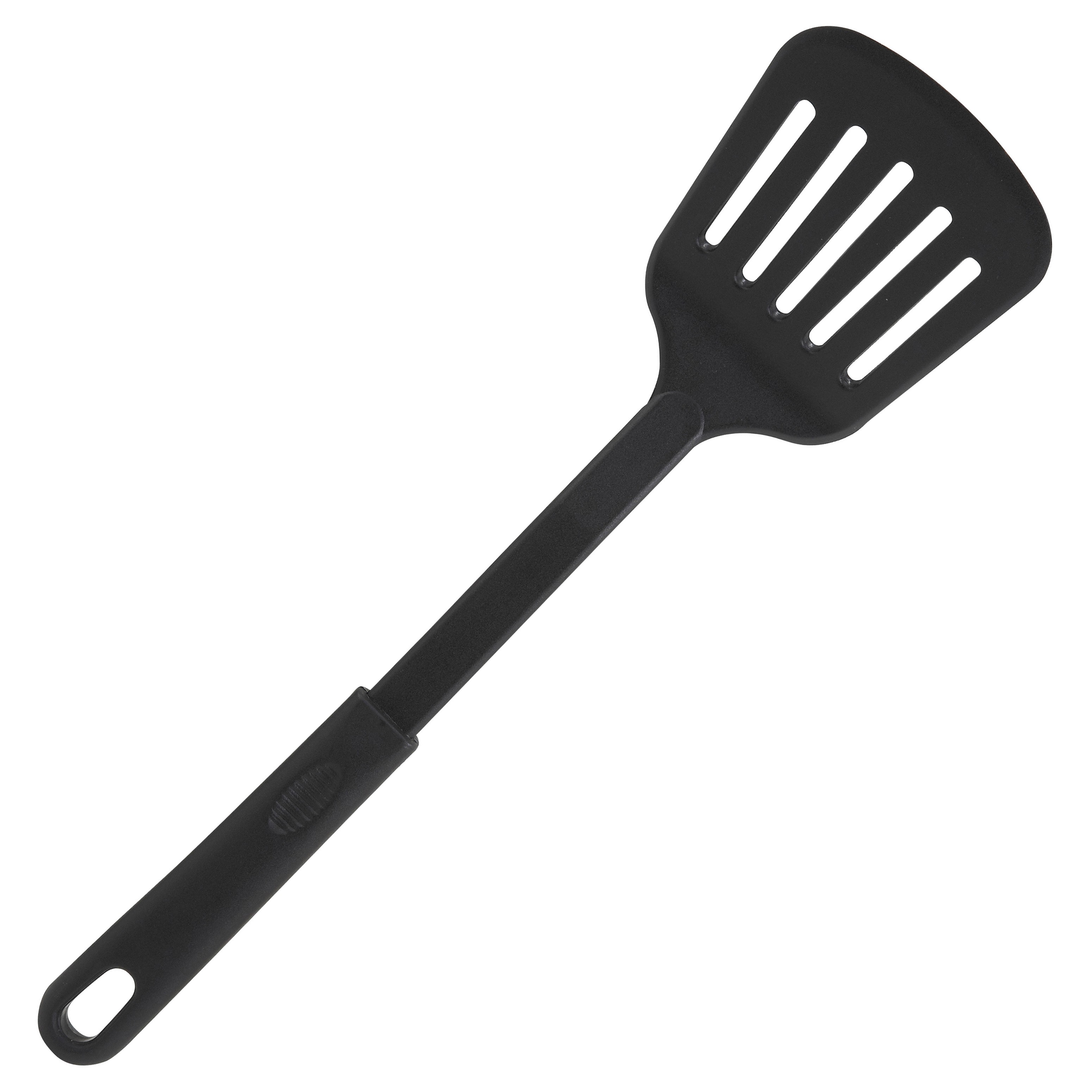 Winco NC-WS Black Nylon Slotted Wide-Blade Spatula