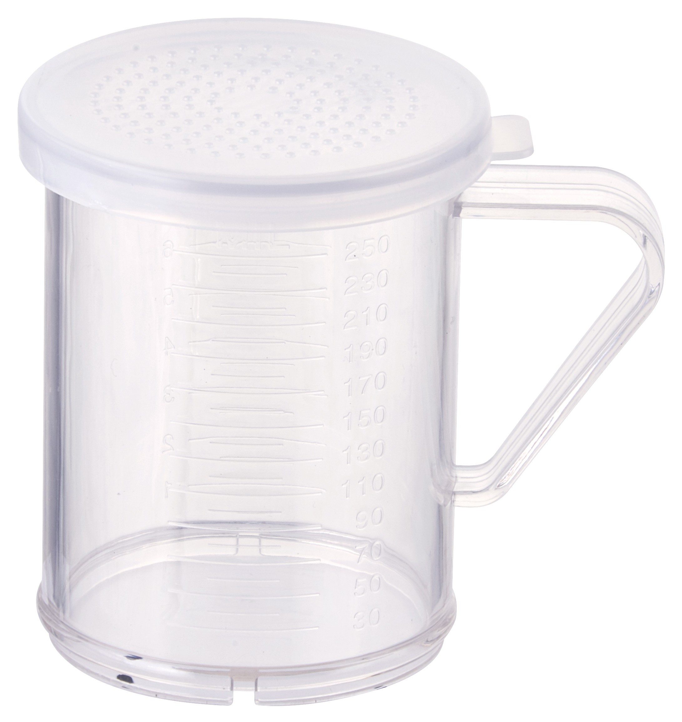 Winco PDG-10 10 oz. Polycarbonate Dredge with 3 Clear Snap-on Lids