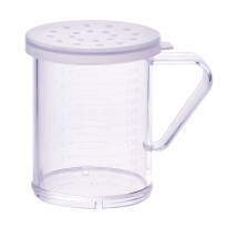 Winco PDG-10CL 10 oz. Polycarbonate Dredge with Clear Snap-On Lid, Large Holes