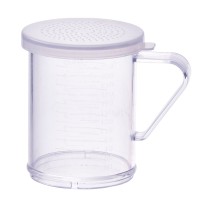 Winco PDG-10CS 10 oz. Polycarbonate Dredge with Clear Snap-On Lid, Small Holes