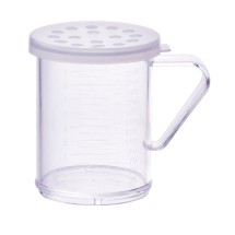 Winco PDG-10CXL 10 oz. Polycarbonate Dredge with Clear Snap-On Lid, Extra Large Holes