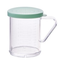 Winco PDG-10G 10 oz. Polycarbonate Dredge with Green Snap-On Lid