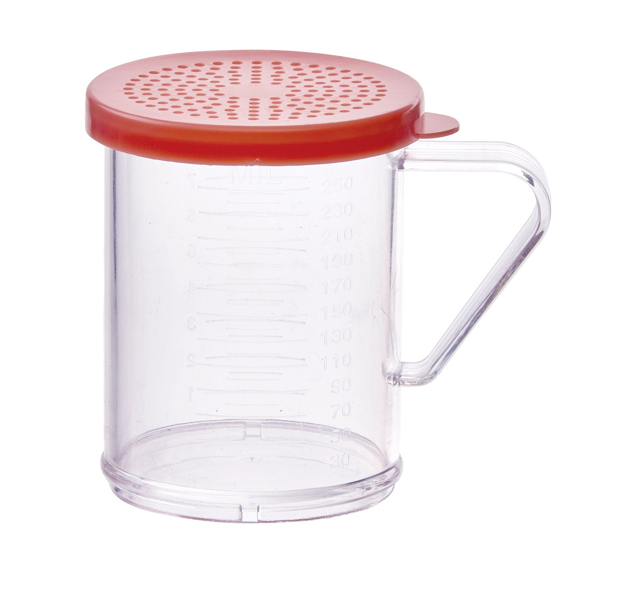 Winco PDG-10R 10 oz. Polycarbonate Dredge with Rose Snap-On Lid