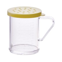 Winco PDG-10Y 10 oz. Polycarbonate Dredge with Yellow Snap-On Lid